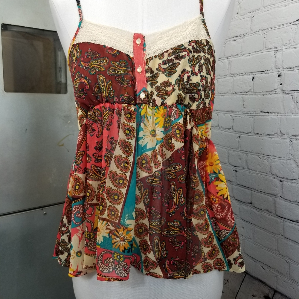 Nastalgic 70s style hippie tank top by day trip size small nwot